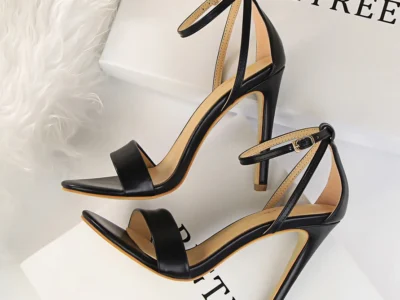 Mã B216: giày cao gót 11cm sandal gót nhọn mix khóa hở ngón chân