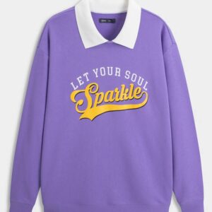 Áo Nỉ Nữ Phối Lá Cổ Dáng Relax