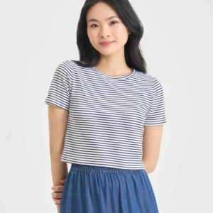 Áo phông croptop nữ hoạ tiết kẻ