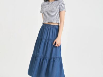 Áo phông croptop nữ hoạ tiết kẻ